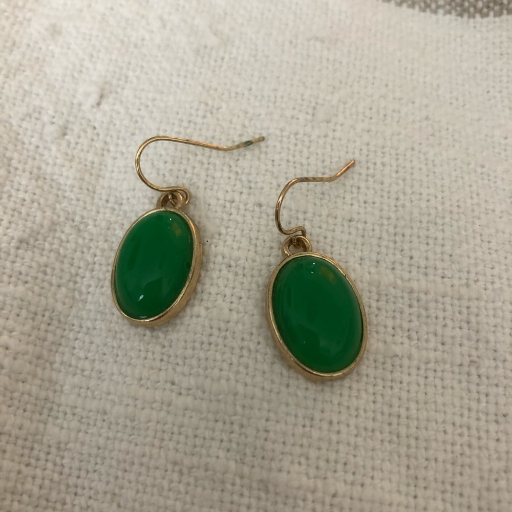 Gold and green earrings